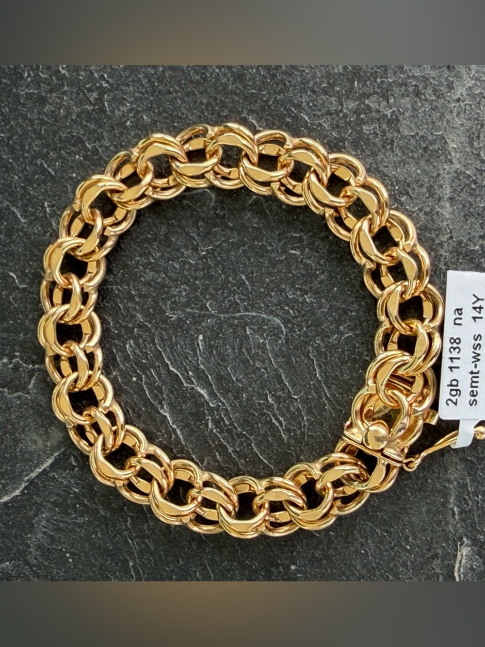 14K Yellow Gold Double Link Women's Bracelet 6.5”